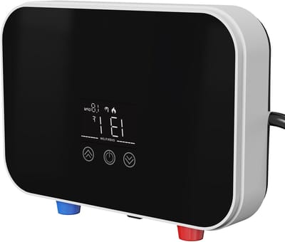 Elektrische doorstroomboiler - Tankloze boiler - Direct warm water - Zelfmodulerend digitaal display - 6000 Watt 120 Volt - Zwart