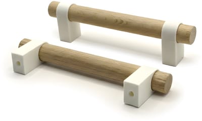 Home 3D® - Handgreep Wit - 96mm - Beukenhout - Gemaakt in Nederland - Inclusief Schroeven - Voor Keuken, Kast en Meubel