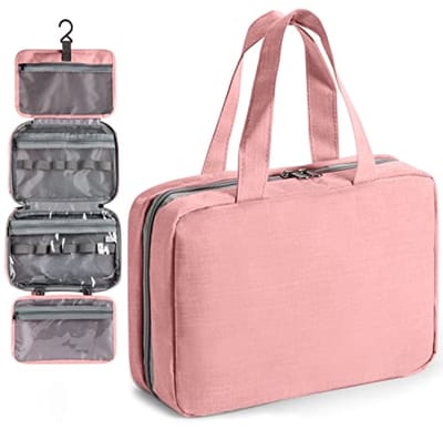 Toilettas Cosmetische Zak Draagbare Reiscosmetica Tas , Make-Up Organizer Met Haak Roze
