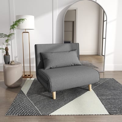 STILVORA Slaapbank 94 x 78 x 80 Cm - 2 In 1 Met Verstelbare Rugleuning - Voor Woonkamer En Logeerkamer - Linnen Polyester Grijs