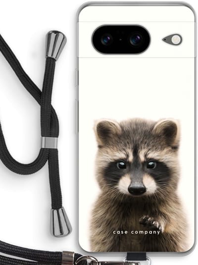 Case Company® - Hoesje met koord geschikt voor Google Pixel 8 hoesje met Koord - Rocco - Telefoonhoesje met Zwart Koord - Bescherming aan alle Kanten en Over de Schermrand