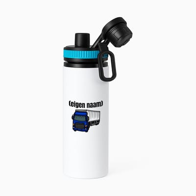 Hacebo® - blauwe vrachtwagen met eigen naam waterfles met draaidop blauw - Vrachtwagen chauffeur - vrachtauto chauffeurs - iemand die houdt van vrachtwagens - verjaardag - cadeau - kado - geschenk - water fles - 850ML