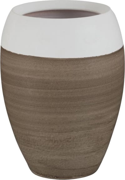 Vaas | keramiek | bruin - wit | 18x18x (h)26 cm