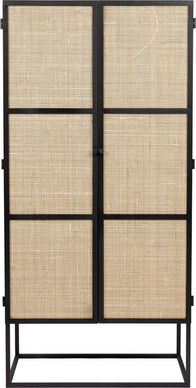 Housecraft Living Guuji Kast Hoog 2 deurs Rotan/ Metaal - Zwart