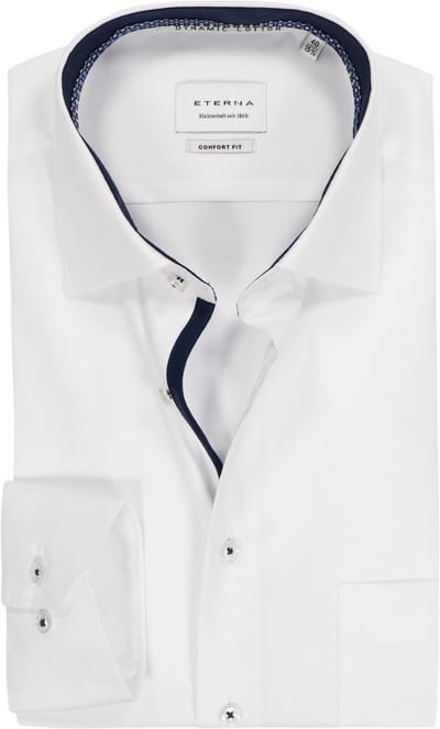 ETERNA comfort fit overhemd - twill - wit - Strijkvrij - Boordmaat: 42