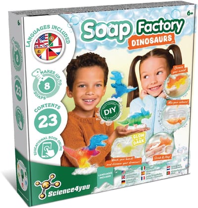 Science4you Dino Lab Zeep Maak Kit voor Kinderen, Maak Je Eigen Zeep Met Dinosaurus Speelgoed Binnenin, Glow-In-The-Dark Dinosaurus Knutsel Kits voor Meisjes & Jongens van 8 9 10 11+