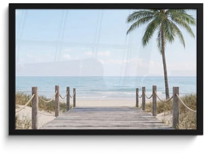 Poster in lijst - Fotolijst 60x40 cm - Posters - Palmbomen - Pad - Horizon - Posterlijst zwart - Decoratie - Wanddecoratie woonkamer - Muurdecoratie slaapkamer