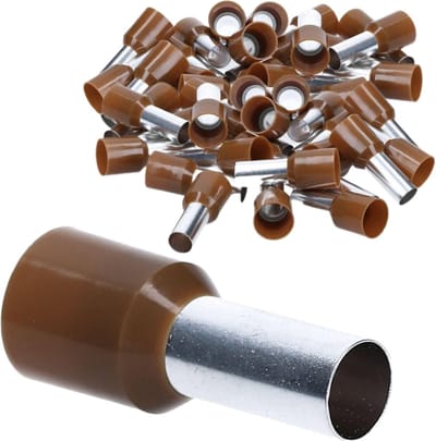 100 stuks Kalitec AE1012BR adereindhulzen geïsoleerd 10,0 mm² 12 mm lang bruin I Made in Germany I Industriële kwaliteit
