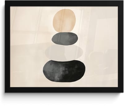 Poster in lijst - Fotolijst 40x30 cm - Posters - Japandi - Wabi sabi - Beige - Posterlijst zwart - Decoratie - Wanddecoratie woonkamer - Muurdecoratie slaapkamer
