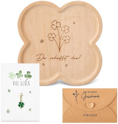Dailygoods- Cadeautjes Geluksbrenger - Houten Bord - Sleutelhanger - Wenskaart - Envelop - Feestelijke Verjaardag - Geschenken
