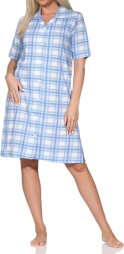 Normann dames Jersey nachthemd met korte mouwenmet knoopsluiting - ook in grote maten