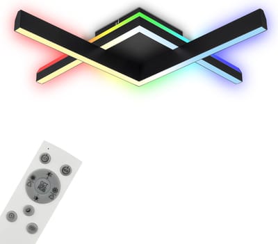 BRILONER - Plafonniére - plafondlamp met RGB - met achtergrondverlichting - dimbaar - CCT - met afstandsbediening - zwart