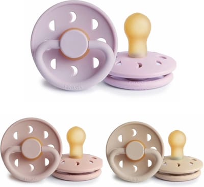 Frigg Moon Fopspeen set 3 stuks Soft Lilac,Blush en Croissant 0-6 maand maat 1
