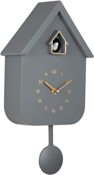 RUX® Koekoeksklok Modern - Wandklok - Inclusief Gewichtsketting - Grijs - ‎22cm x 4cm x 40cm