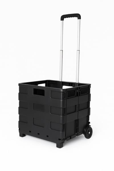 Boodschappentrolley met Wielen - XL 50L met 2 Wielen - Inklapbare Boodschappenkrat - Boodschappenwagen Zwart - Winkelkar – Vouwkrat - Boodschappenkrat