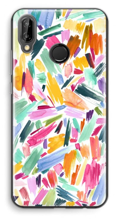 Case Company® - Hoesje geschikt voor Huawei P20 Lite hoesje - Watercolor Brushstrokes - Soft Cover Telefoonhoesje - Bescherming aan alle Kanten en Schermrand