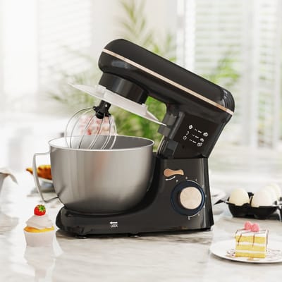 Keukenmachine 1300W Beige – Kneedmachine met 4,5L RVS Kom – 6 Snelheden met Pulsfunctie – Deegmixer met Kneedhaak en Garde