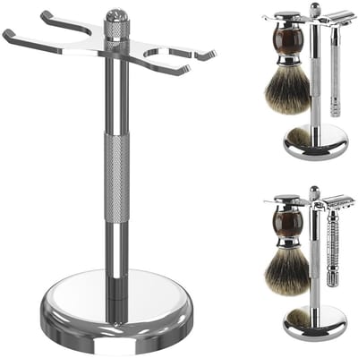 Dailygoody - Luxe Scheermes- en Borstelhouder - Roestvrijstaal - Verzorgingsorganizer - Badkameraccessoire - Duurzaam - Compatibel met Merkur 23C