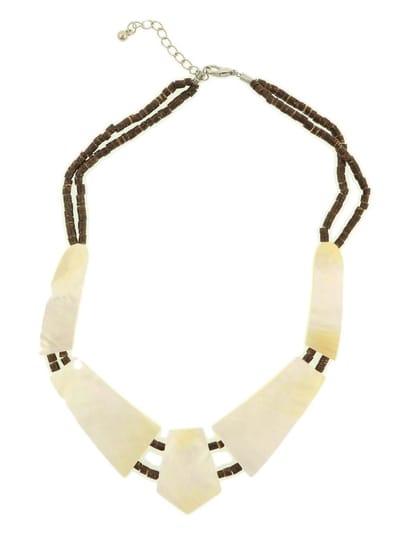 Behave® Ketting bruin crème kleur van schelp en hout - 42 cm