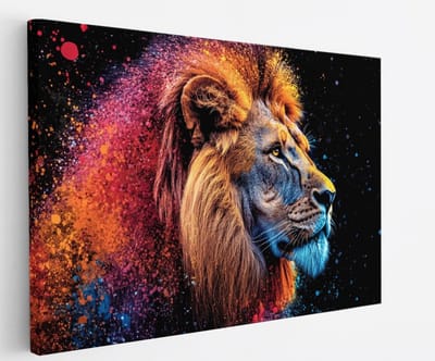 Saammp Canvas Schilderij - Abstracte Leeuw - Natuur - Dieren - 45x30 - Foto op canvas - Wanddecoratie - Muurdecoratie Woonkamer - Slaapkamer decoratie - Canvas Print