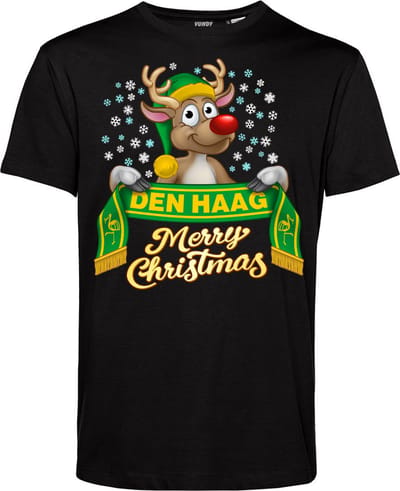 T-shirt Den Haag | Foute Kersttrui Dames Heren | Kerstcadeau | ADO Den Haag supporter | Zwart | maat XS