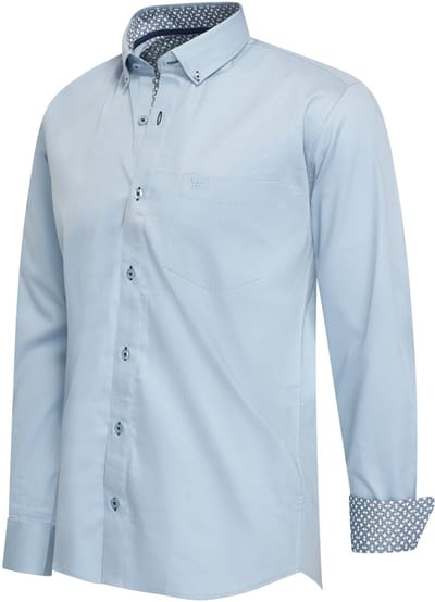 Cappuccino Italia - Heren Overhemden Ancona Stretch - Blauw - Maat XL