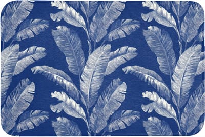 Badmat 90x60 cm - Antislip - Blad - Palm - Blauw - Badmatten voor badkamer - Badkamermat - Douchemat - Badkamer mat