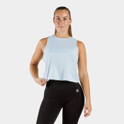 ZEUZ Dames Crop Top Sport – Fitness Tanktop - Lichtblauw - XS