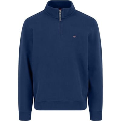 Fynch-Hatton Trui Uni Color Sweat Troyer Zip Midnight / male
