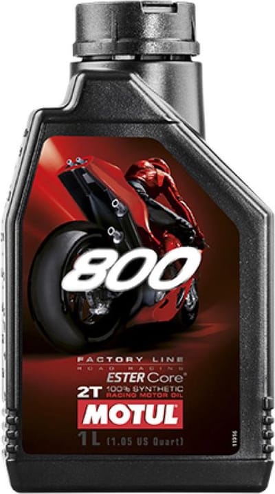 olie 2t motul 800 factory line road racing 1l voor wedstrijdmotoren circuit