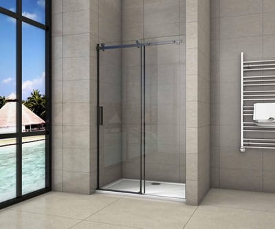 Douchedeur Schuifdeur Mat Zwart ,140x200cm hoog,8mm NANO Coating helder veiligheidsglas