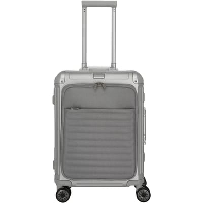 Travelite Next Aluminium Handbagage Koffer Met Voorvak 55cm Zilver - Handbagage koffers