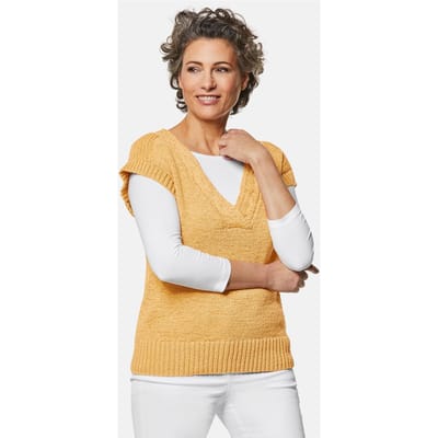 Comfortabele slip-over met modieuze hals - honing - Gr. 42 van Goldner Fashion