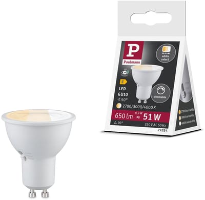 Paulmann 29284 LED-lamp Energielabel E (A - G) GU10 6.9 W Warmwit (Ø x h) 50 mm x 56 mm 1 stuk(s)