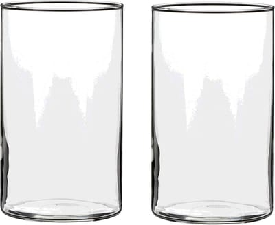 Mica Decorations Vaas - 2x - cilinder - helder - glas - D12 x H20 cm - Bloemen en boeketten - transparant