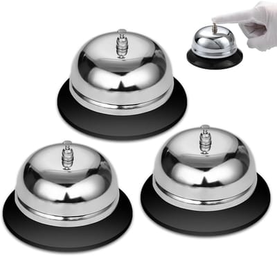Tafelbelletje met handbel voor restaurant, hotel en bar - 3 stuks