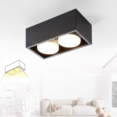 NETTLIFE Opbouwspot GX53 - vierkant - Zwart - 2-Lichts - 10W - Moderne Plafondlamp - 3000K Warm Wit Licht - Plafondspot - voor Hal | Slaafkamer | Kantoor | Woonkamer