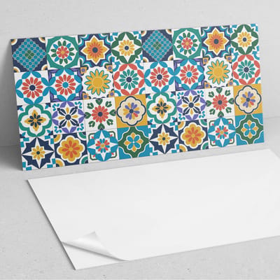 Coloray Wandpanelen Zelfklevend - Bloem- en geometrische patronen PVC Wandpaneel - 100 cm x 50 cm - Geel Wandbekleding Zelfklevend - 1 stuk - Mozaïeken Wandpanelen Zelfklevend - Wandpanelen Keuken - Wandpaneel Badkamer