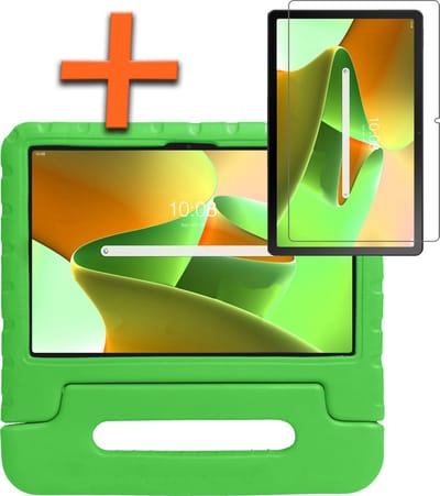 Hoesje - Geschikt voor Lenovo Tab M10 Plus (3e / 3rd Generatie) - Met Screenprotector - Kinderhoes Shockproof Bumper - Kidsproof Case - Tablet Hoes - Kinder Hoes Cover - Groen