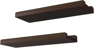 Zwevende planken - Wandplanken set - Decoratie ophangen - Ruimtebesparend ontwerp - Set van 2 - Walnoot