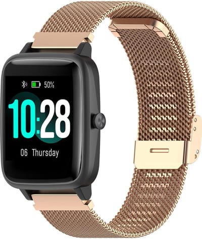 Strap-it Milanees smartwatch bandje 19mm - geschikt voor ID205L / ID205S / ID205U / ID216 - Milanese band met klemsluiting - rosé goud