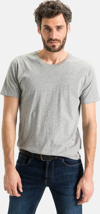 camel active T-Shirt in zuiver katoen - Maat menswear-S - Lichtgrijs