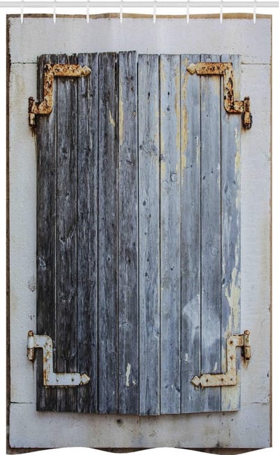 ABAKUHAUS Rustieke douchegordijn – stoffen badkamer 120x180 – blauwgrijs