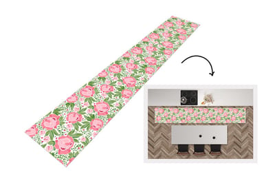 Keukenloper - Loper keuken - Bloemen - Roze - Patronen - 300x50 cm - Keukenloper vinyl