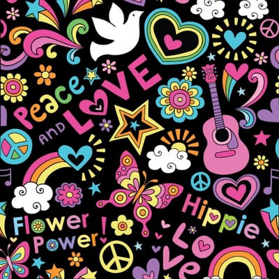 Hippie Sixties feest thema bierviltjes/onderzetters - 25x stuks - tafel versiering - Flower Power feestartikelen