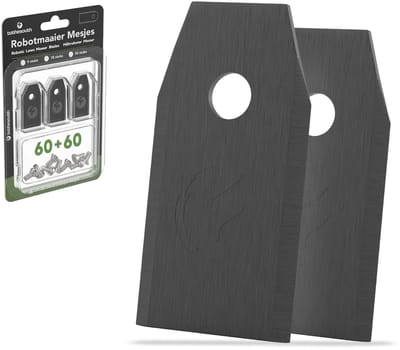 To the South® Universele Robotmaaier Mesjes geschikt voor o.a. Gardena, Husqvarna, McCulloch, Yard Force, Segway, Garden Feelings, Cramer, Ferrex & Florabest - Black Coated - 60 Stuks