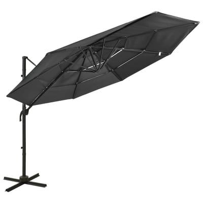 vidaXL - Parasol - 4-laags - met - aluminium - paal - 3x3 - m - antracietkleurig