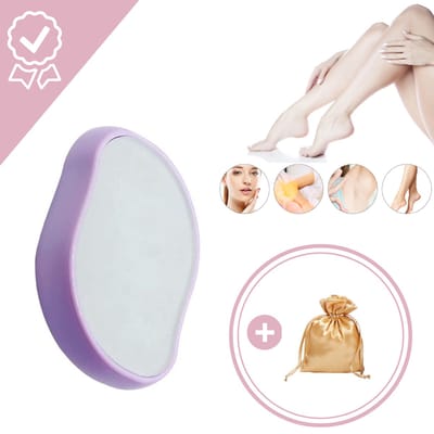 Crystal Hair Removal – Haarverwijderaar – Ontharing – Crystal Hair Eraser – Kristalpad – Inclusief Opbergzakje - Paars