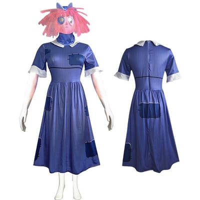 Het Geweldige Digitale Circus Pomni Ragatha Cosplay Kostuum met Hoed Handschoenen Anime Halloween Carnavalsfeest Outfits 190 blue