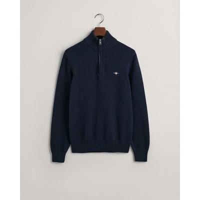 Gant Trui Casual Cotton Half Zip Rib Endings Avond Blauw / male